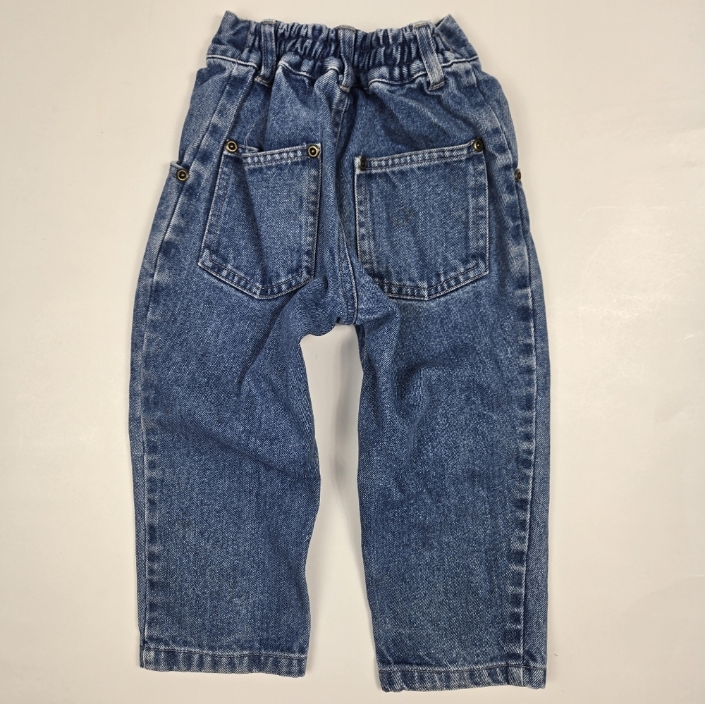 Vintage Y2K Multiprint High Waisted Elastic  Back Medium Wash ELMO Jeans 2T - Picture 5 of 5